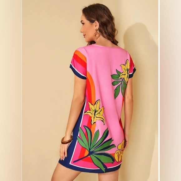 Women's Formal Dress Floral Print Tunic Dress - Picture 2 of 6